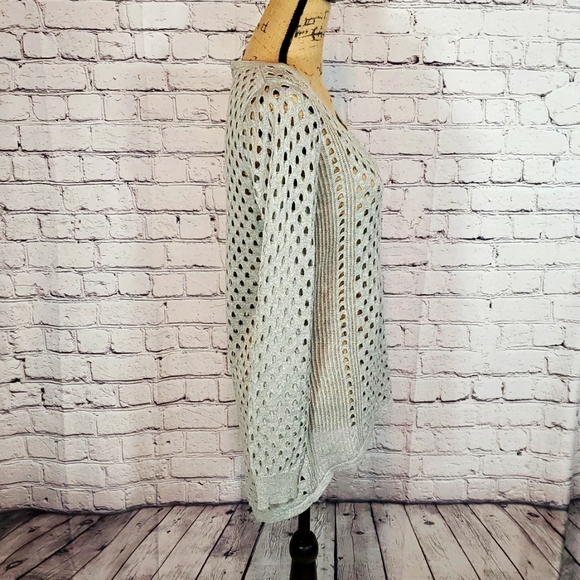 Rock & Republic Metallic Silver/Gray Asymmetrical Sweater Size M - Picture 3 of 7